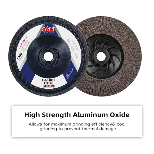 Vista 3 de Sali Paquete de 10 discos de aleta de grano 40 de 4.5 pulgadas x 5/8-11, disco de lijado tipo bisel #27, amoladora angular de grado premium e