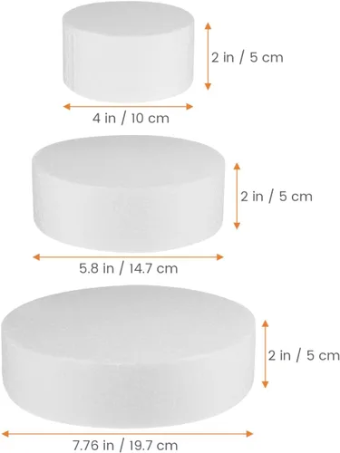 Vista 7 de Círculos de espuma para tartas, simuladores redondos de espuma falsa, mini juego para exhibición de boda, artes, práctica, molde de círculo de 3