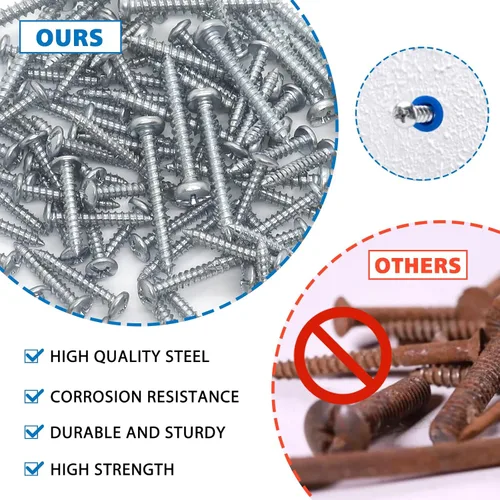 Vista 3 de Kit surtido de anclajes y tornillos de pared de hormigón cónico, 228 anclajes de mampostería con 3 brocas de perforación, 114 anclajes de pared