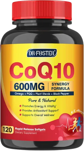 Suplemento de CoQ10 600 mg en cápsulas blandas - Suplemento de CoQ10, Coenzima-Q10 con Omega 3 y PQQ y Vitamina E, cápsulas blandas de CoQ10 400 mg,