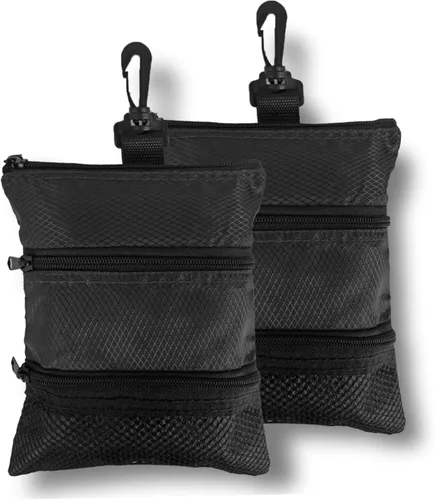 Bolsa de almacenamiento portátil para pelotas de golf, múltiples bolsillos con cremalleras para accesorios de golf, adecuada para hombres y mujeres
