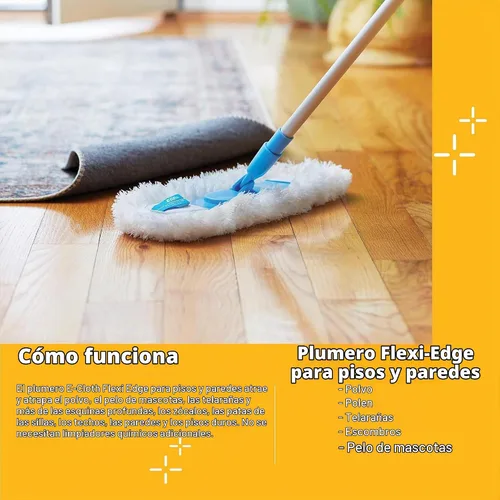 Vista 4 de E-Cloth Cabezal de plumero de suelo y pared de borde flexible, trapeador reutilizable para limpieza de suelos, limpiador de suelos ideal