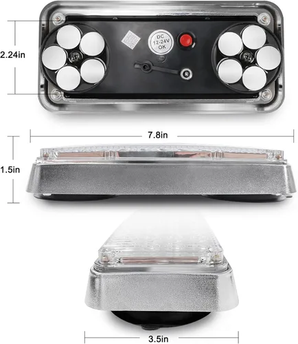 Vista 7 de Actualizado 2 piezas de luces estroboscópicas de peligro intermitentes magnéticas ámbar y blancas para camiones y vehículos, inalámbricas