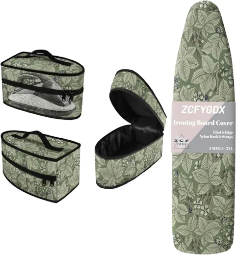 Vista 9 de Juego de funda para tabla de planchar con funda organizadora de hierro, 17 x 49 pulgadas, resistente al calor, 3 correas de sujeción ajustables