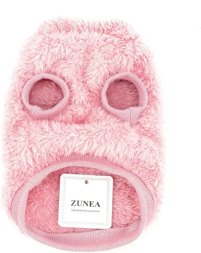 Vista 4 de Zunea Suéter de forro polar para perro, abrigo cálido de invierno para perros pequeños, ropa suave y mullida para cachorros con anillo en D para Azul