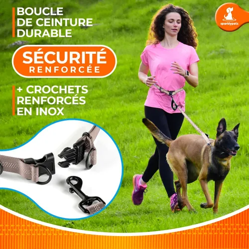 Vista 8 de SparklyPets Correa de perro dual manos libres, mediana y grande (marrón)