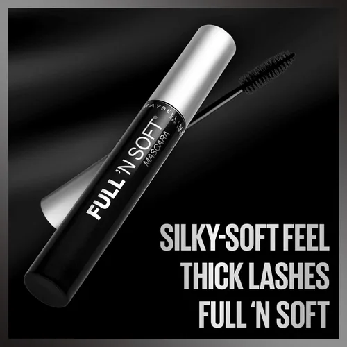 Vista 3 de Máscara a prueba de agua, Full'N soft de Maybelline, muy Negro [311], 0.28 onzas, Muy negro