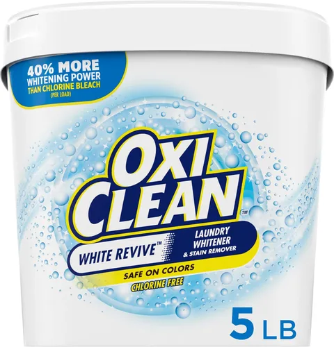 OxiClean White Revive Blanqueador de ropa en polvo + Quitamanchas, alternativa al cloro para la ropa, 5 libras
