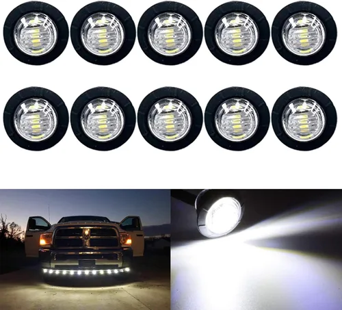 Vista 4 de KEING Paquete de 10 luces LED ámbar + 10 unidades rojas + 10 unidades selladas blancas impermeables pequeñas redondas de 3/4 pulgadas, luces