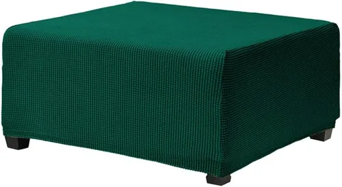 Vista 8 de OBCREAT Fundas otomanas, funda otomana de jacquard elástico, suave y gruesa, plegable, funda de almacenamiento rectangular para reposapiés con parte