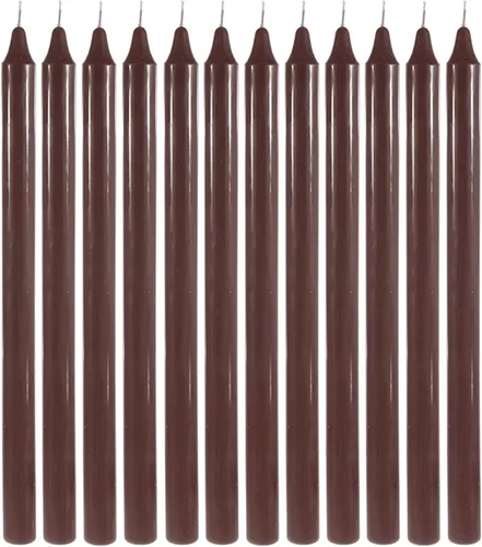 Vista 11 de Mega Candles 12 velas cónicas marrones sin perfume, velas de cera vertida a mano de 10 x 7/8 pulgadas, decoración del hogar, recepciones de boda