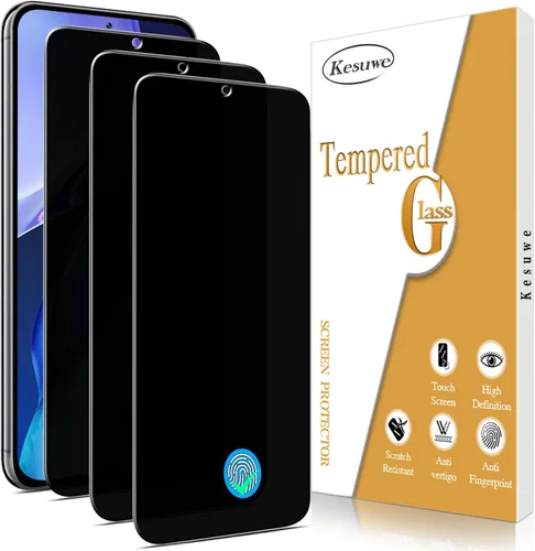 Kesuwe Paquete de 3 protectores de pantalla de privacidad para Samsung Galaxy S23 5G, película de vidrio templado privado antiespía, compatible con