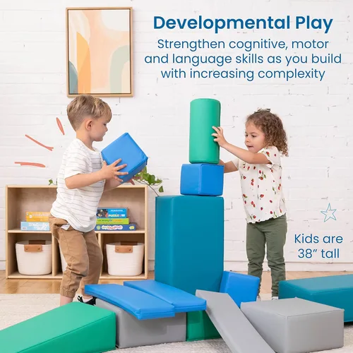 Vista 4 de ECR4Kids SoftZone Bloques de construcción blandos, formas de espuma, contemporáneo, 16 piezas