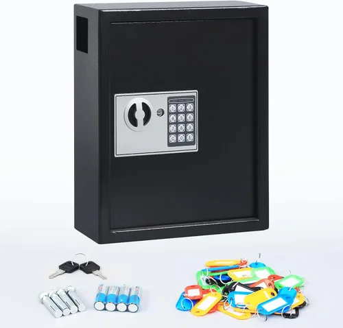 Vista 36 de KYODOLED Gabinete con cerradura para llaves, caja de almacenamiento de 40 llaves con código, soporte de pared para llaves con cerradura