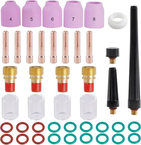 Vista 2 de 43 unids tig soldadura antorcha Stubby Gas lente #10 Copa de vidrio Accesorios Kit para TIG WP-9/20/25