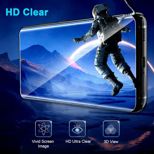 Vista 6 de Ars hek - Paquete de 3 protectores de pantalla de vidrio templado 9H, soporte ultrasónico de huellas dactilares, curvado en 3D, resistente a