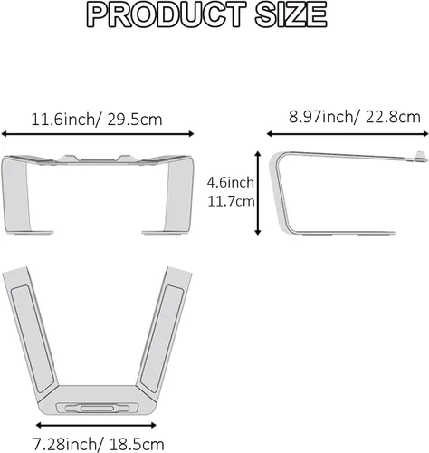 Vista 3 de Soporte de escritorio para laptop, elevador ergonómico de aluminio para computadora portátil, soporte para portátil compatible con MacBook ProAir HP
