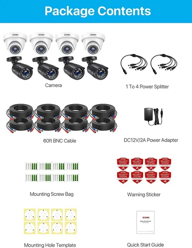 Vista 2 de ZOSI 8 Pack 1080P Security Cameras 2MP Waterproof Outdoor Indoor 80ft Day Night CCTV Bullet Dome Surveillance Cameras Compatible with