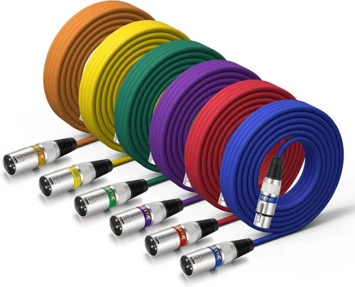 Vista 18 de EBXYA Cable XLR de 2 pies, paquete de 10 unidades, 3 pines, cable de micrófono XLR equilibrado macho a hembra, adecuado para mezclador de audio