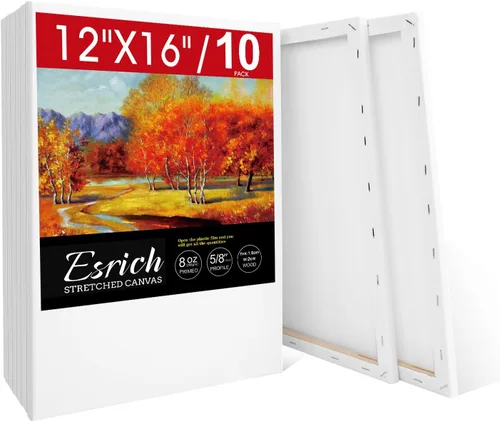 Vista 9 de ESRICH Lienzo estirado para pintar de 5 x 7 pulgadas, paquete de 28 lienzos pequeños de 5/8 pulgadas, lienzo en blanco imprimado sin ácidos