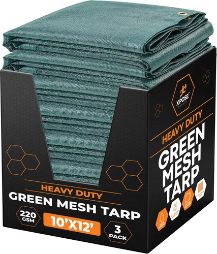 Vista 71 de Xpose Safety Lona de malla resistente, 4 x 10 pies, cubierta protectora negra multiusos con flujo de aire, uso para amarres, sombra, vallas, toldos