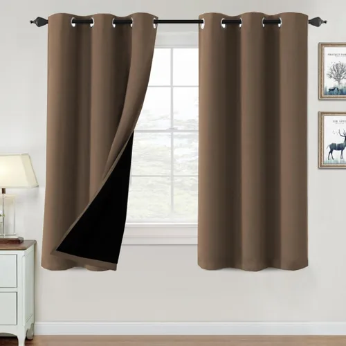 Vista 107 de H.VERSAILTEX Cortinas 100% de opacidad para dormitorio, con aislamiento térmico, cortinas opacas de 63 pulgadas de largo, cortinas de bloqueo