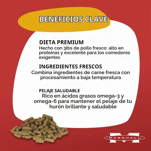 Vista 3 de Marshall Select Chicken Formula Premium Hurón Dieta – 4 libras – Apoya la digestión, la energía y el mantenimiento muscular – Alimento equilibrado