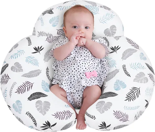 Vista 12 de Almohada de lactancia AMASKY para lactancia materna, funda extraíble de algodón con patrones de animales, lavable a máquina, patrón de fresa