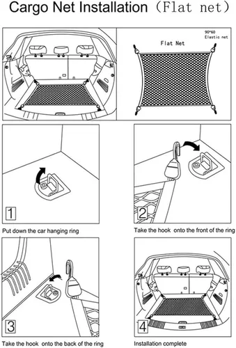 Vista 7 de 4 Hooks Car Trunk Cargo Net Mesh Storage Organizer,70cm x70cm Car Net,for Hyundai Santa Fe Pre-Facelift 2.7L GLS Limited SE 2007-2009