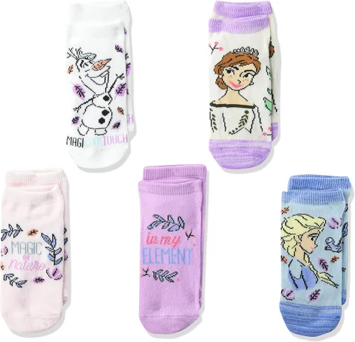 Disney Frozen Girls - Paquete de 5 calcetines cortos