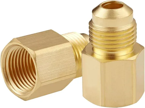 Vista 2 de Litorange Adaptador de gas de acoplamiento de tubo de conexión de latón de 1/2 "Flare X 1/2" hembra NPT conector de tubería