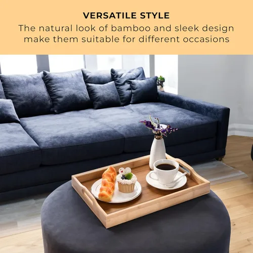 Vista 5 de Prosumers Choice - Bandeja de madera para servir con asas, color marrón claro, diseño anidado para ahorrar espacio, bandeja de madera para servir