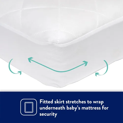 Vista 5 de Kolcraft Protector de colchón de cuna impermeable y ajustable, funda protectora de colchón y funda de cama infantil, duradera y cómoda, lavable a