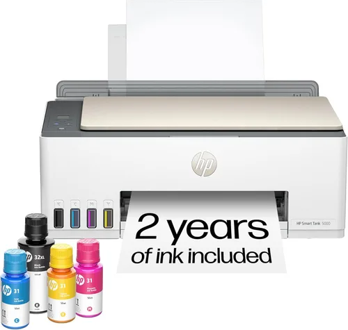 HP Smart Tank 5000 - Impresora inalámbrica Todo en uno con tanque de tinta, escáner, copiadora con 2 años de tinta incluida, ideal para el hogar,