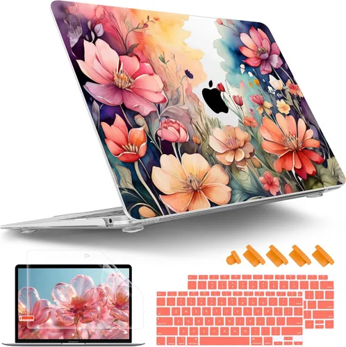 Vista 24 de Tuiklol Para MacBook Air de 13 pulgadas (versión 2021-2018) M1 A2337/A1932/A2179 con pantalla Retina Touch ID, carcasa rígida de plástico y cubierta