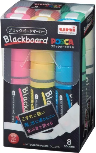 Uni Posca Black Board Marker -Bold Point-8 Colors Set (PCE2508K8C)