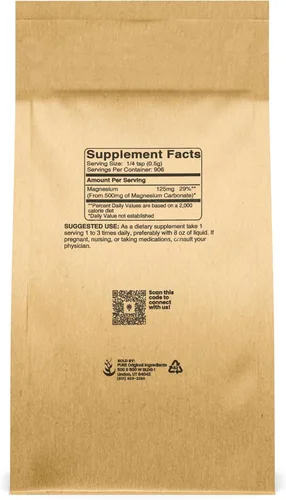 Vista 2 de Pure Original Ingredients Carbonato de magnesio (1 lb) Suplemento de magnesio, sin OMG, multiusos
