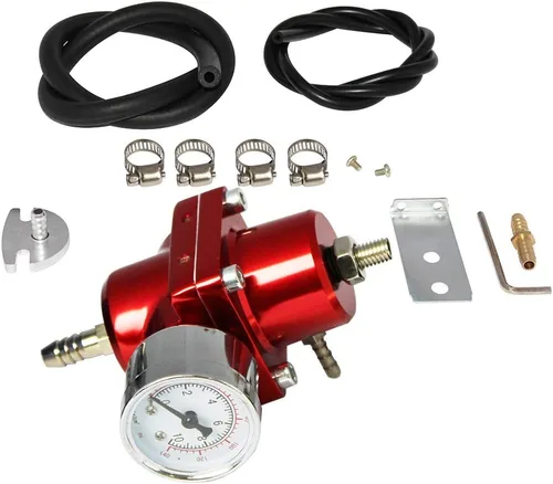 Vista 8 de Kit de regulador de presión de combustible ajustable universal con medidor de 0-140 PSI Regulador de presión de inyección de aceite de gas