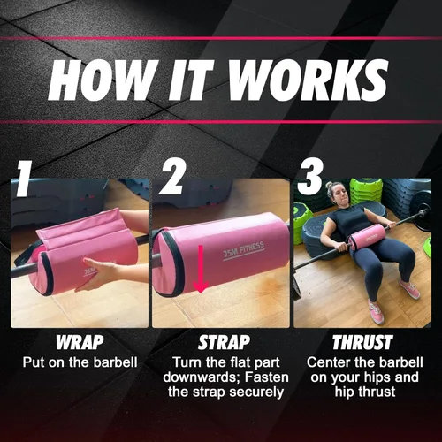 Vista 3 de Almohadilla de barra de empuje de cadera, almohadilla gruesa para ejercicios de glúteos, almohadilla de barra rosa para empujes de cadera, puentes
