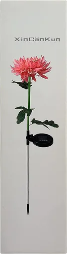 Vista 5 de Paquete de 4 luces solares para exteriores, luces solares de jardín con flores de crisantemo más grandes, luces impermeables para exteriores, panel