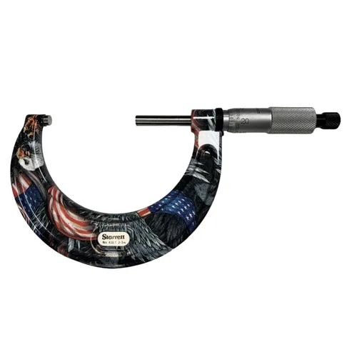 Vista 24 de Starrett Micrómetro exterior con husillo de una pieza, acabado de cromo satinado y diseño avanzado de manga - Tema de orgullo americano, rango de 0