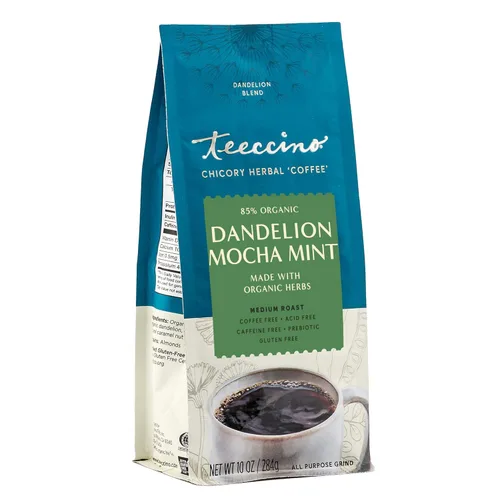 Vista 26 de Teeccino Alternativa de Café de Achicoria Diente de León Arándano Vainilla - Café Herbal Molido que es Prebiótico, Sin Cafeína y Sin Ácido, Tostado
