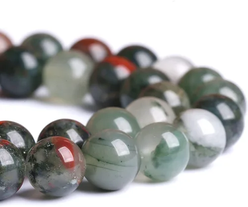 Vista 3 de 88 cuentas de piedra natural africana de piedra de sangre para hacer joyas y pulseras