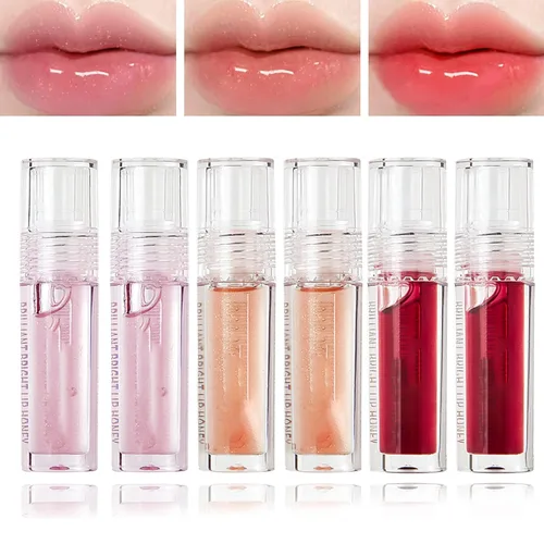 Juego de 6 piezas de bálsamo labial tintado con aceite labial para labios, brillo de labios, cuidado de labios, aceite de labios transparente,