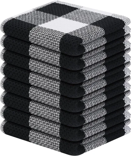 Vista 25 de Mordimy Trapos de cocina a cuadros 100% algodón, 12 x 12 pulgadas, súper suaves y absorbentes, de secado rápido, trapos de cocina para cocina, Beige