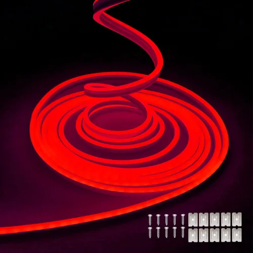 Vista 12 de dobestyou - Tira de luces LED de neón blancas, 16.4 pies (5 m) 12 V CC, 600 LED SMD2835, impermeable, flexible, luz de cuerda para decoración