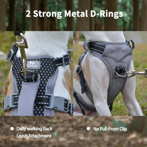 Vista 6 de Arnés reflectante para perros Huntboo con mango, a prueba de escapes, antideslizante, transpirable, ligero, arnés ajustable para perros pequeños