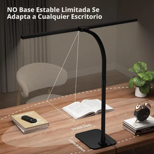 Vista 9 de Lámpara de escritorio LED para arquitecto, luz de tarea de doble cabeza Negro
