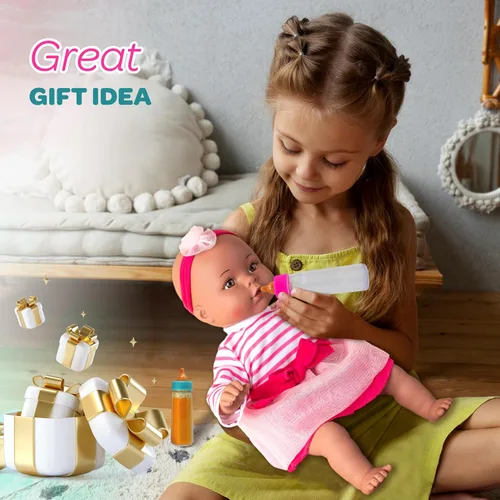 Vista 7 de 4E's Novelty Paquete de 2 Biberones Accesorios para Muñecas de Bebé, Muñeca Mágica con Leche y Jugo que Desaparece - Accesorios de Juguetes