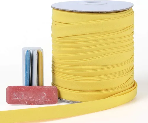 Vista 14 de Cinta al bies de doble pliegue de 1 pulgada, cinta de encuadernación al bies de doble pliegue de 55 yardas (beige) y 4 piezas de tiza de tela